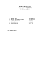 Resultados Prueba escrita Lengua española II (LM 37