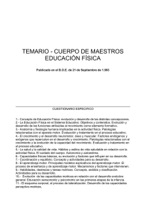 TEMARIO - CUERPO DE MAESTROS EDUCACIÓN FÍSICA