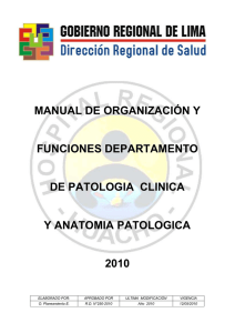 manual de organización y funciones del departamento de patologia