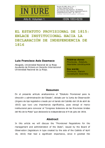 el estatuto provisional de 1815: enlace institucional hacia la