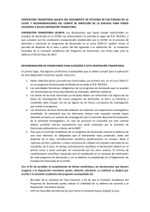 DISPOSICIÓN TRANSITORIA QUINTA DEL REGAMENTO DE