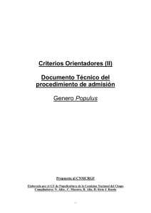 Documento Técnico del procedimiento de admisión Genero Populus