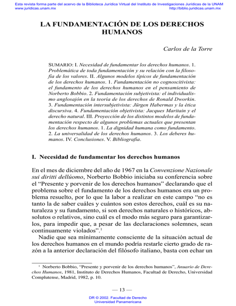 La Fundamentación De Los Derechos Humanos