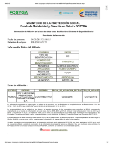 MINISTERIO DE LA PROTECCIÓN SOCIAL Fondo de Solidaridad y