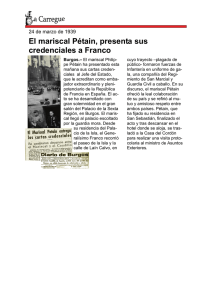 El mariscal Pétain, presenta sus credenciales a Franco