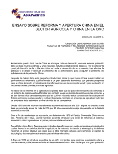 Reforma y apertura china en el sector agrícola y China en la OMC