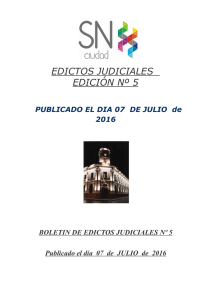 Edicto Judicial Municipal Nº 5/2016