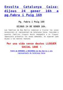 Envolta Catalunya Caixa: dijous 24 gener 16h a pg.Fabra i Puig 169