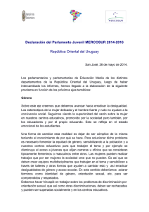 Declaración Nacional 2014 - Parlamento Juvenil del Mercosur