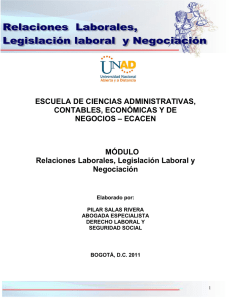 Relaciones Laborales, Legislación laboral y negociación