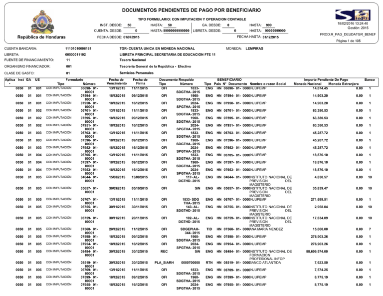 DOCUMENTOS PENDIENTES DE PAGO POR BENEFICIARIO