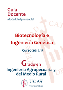 Biotecnología e Ingeniería Genética Guía Docente