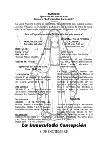 INVITACIÓN Ejercicios del mes de Mayo Santuario “La Inmaculada