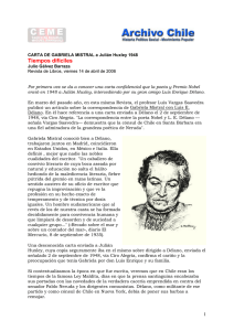 CARTA DE GABRIELA MISTRAL a Julián Huxley 1948