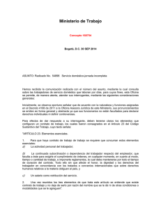 Concepto 168754 / 30-09-2014 / Ministerio de Trabajo