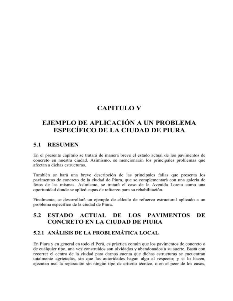 CAPITULO V EJEMPLO DE APLICACIÓN A UN PROBLEMA