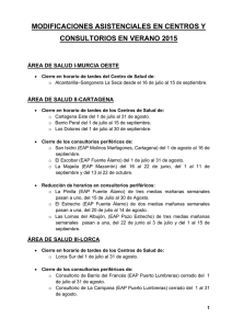 modificaciones asistenciales en centros y