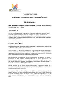 PLAN ESTRATÉGICO MINISTERIO DE TRANSPORTE Y OBRAS