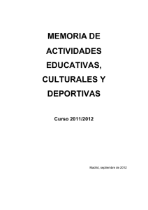 MEMORIA DE ACTIVIDADES EDUCATIVAS, CULTURALES Y