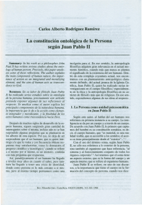 La constitución ontológica de la Persona según Juan Pablo II