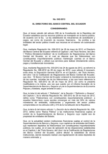 No. 042-2013 EL DIRECTORIO DEL BANCO CENTRAL DEL