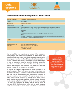 Transformaciones fisicoquímicas: Selectividad