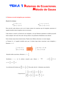 Tema 1 Sistemas de Ecuaciones. Método de Gauss