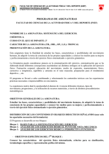 Sistemática del Ejercicio - INEF - Universidad Politécnica de Madrid