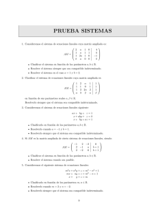 Ejercicios sobre sistemas de ecuaciones lineales