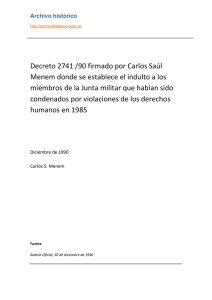 Decreto 2741 /90 firmado por Carlos Saúl Menem