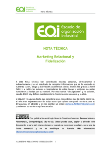 NOTA TeCNICA Marketing Relacional y Fidelización