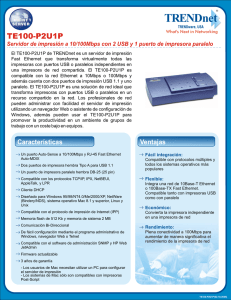 Servidor de impresión a 10/100Mbps con 2 USB y 1