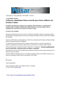 Gobierno colombiano firma acuerdo para bases militares de