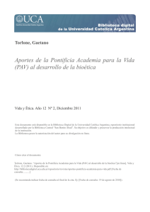 Aportes de la Pontificia Academia para la Vida (PAV) al desarrollo