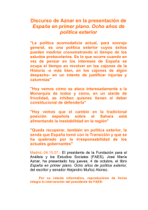 Discurso de Aznar en la presentación de España en primer plano