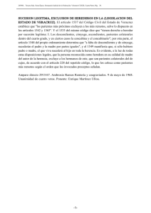 SUCESION LEGITIMA, EXCLUSION DE HEREDEROS EN LA