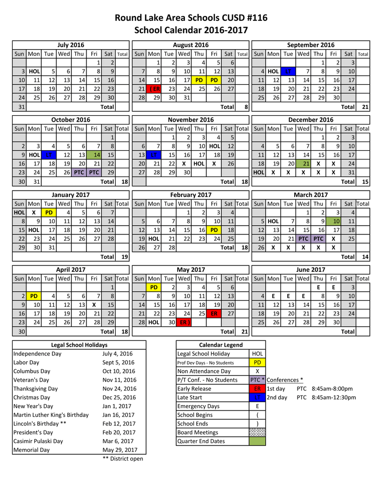 Round Lake School District Calendar Ambrose Mitchell