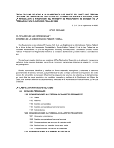 oficio circular relativo a la clasificacion por objeto del gasto que