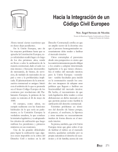 Hacia la Integración de un Código Civil Europeo