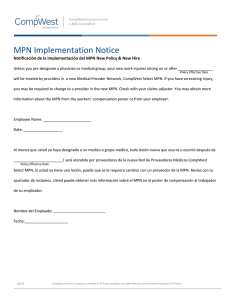 MPN Implementation Notice - CompWest Insurance Company