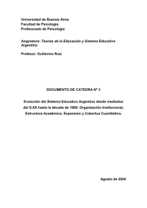 Documento de Cátedra Nº 3: Evolución del Sistema Educativo