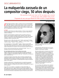 La malquerida zarzuela de un compositor ciego, 50 años después