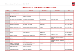 libros de texto 1º bachillerato curso 2016-2017