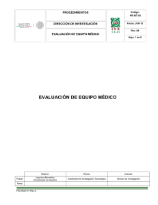evaluación de equipo médico - Instituto Nacional de Rehabilitación.