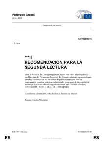 RECOMENDACIÓN PARA LA SEGUNDA LECTURA sobre la