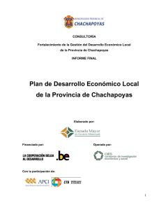 Plan de Desarrollo Económico Local de la Provincia de Chachapoyas