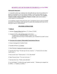 READING LIST OF SPANISH STANDARD M.A (revised 2008