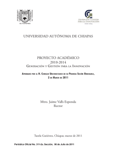 Universidad aUtónoma de Chiapas PROYECTO ACADÉMICO 2010