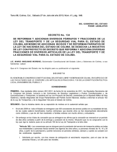 DECRETO No. 134 SE REFORMAN Y ADICIONAN DIVERSOS