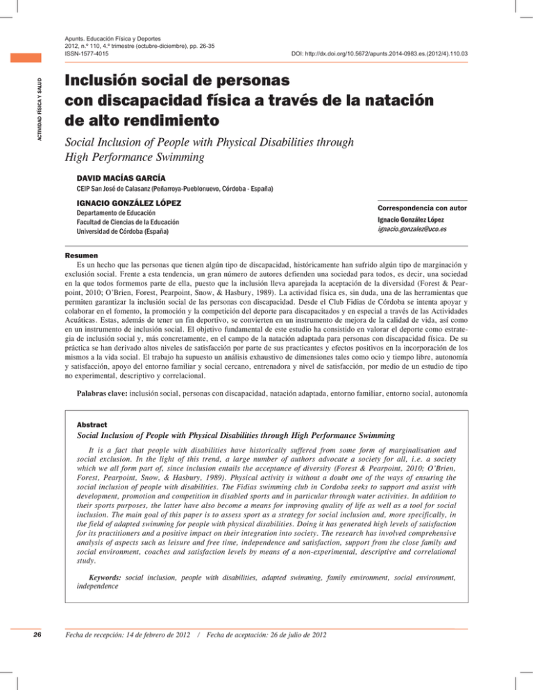 Inclusión Social De Personas Con Discapacidad Física A